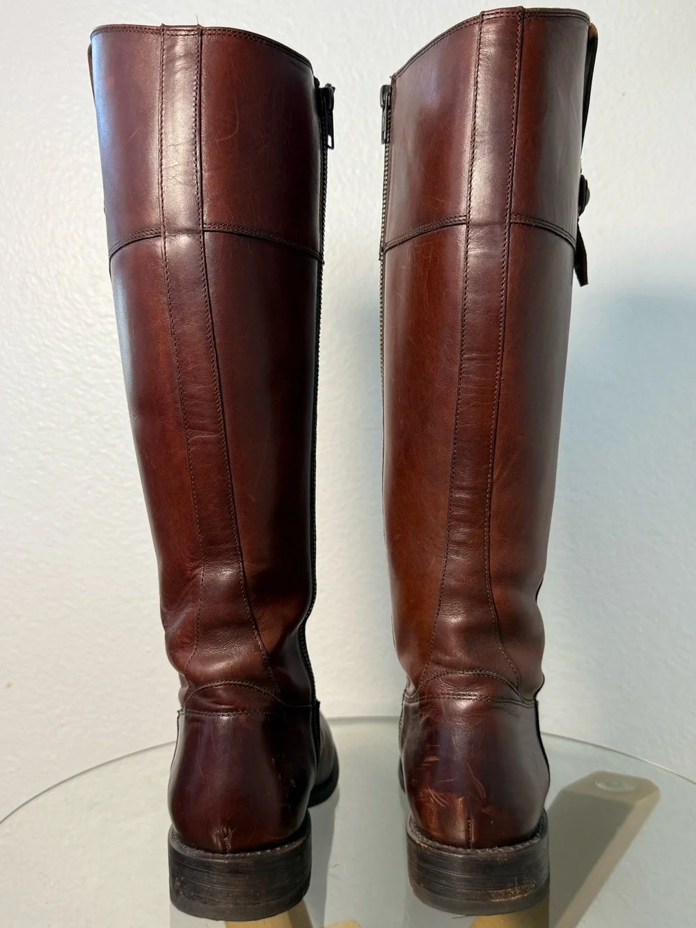 Frye Jayden Button Tall Riding Boots Redwood Wide Extended Calf - Picture 3 of 12